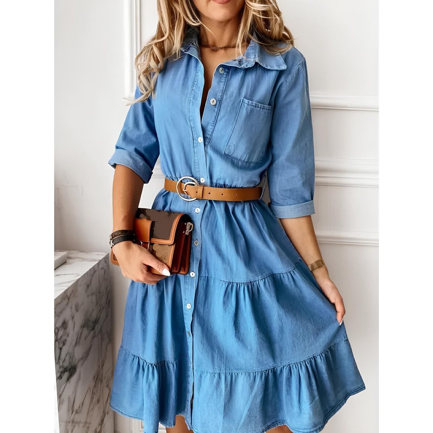 Jesica™ - Timeless Treasures Reversible Denim A-Line Dress