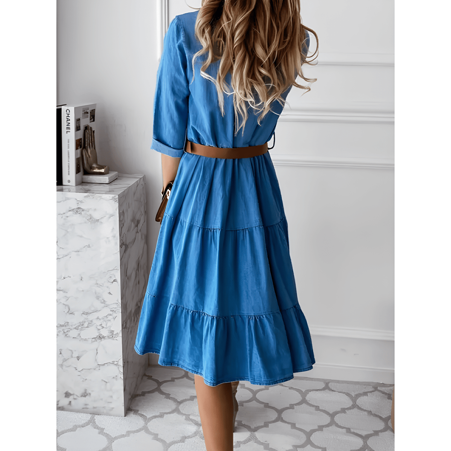 Jesica™ - Timeless Treasures Reversible Denim A-Line Dress